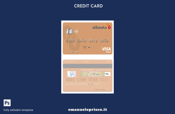 modello di carta di debito visto Syria Al Baraka Bank in stile verificato